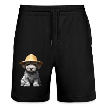 Caniche Dog Propriétaire Chien Love Poodle Puppy Puppy Puppy - Short de jogging bio TRAINER Stanley/Stella unisexe - noir - Devant - Nik (191cm) & Marisol (170cm)