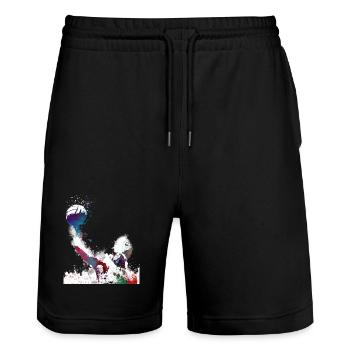 Water polo sport #sport #waterpolo - Stanley/Stella Trainer Unisex Organic Jogging Shorts - black - Front - Nik (191cm) & Marisol (170cm)