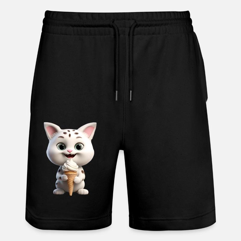 Katze mit Eis - Stanley/Stella Unisex Bio Joggingshorts Trainer  - Schwarz