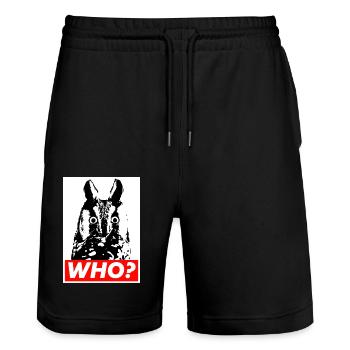 Who? Wer? Eule? - Stanley/Stella Unisex Bio Joggingshorts Trainer  - Schwarz - Vorne - Nik (191cm) & Marisol (170cm)