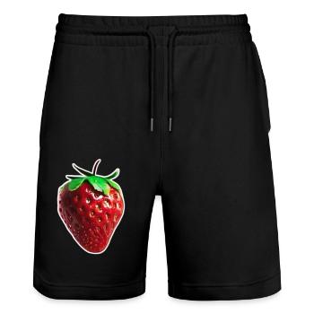Pretty Red Strawberry - Stanley/Stella Trainer Unisex Organic Jogging Shorts - black - Front - Nik (191cm) & Marisol (170cm)