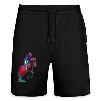 Rider #rider #horse #sport - Stanley/Stella Trainer Unisex Organic Jogging Shorts - black - Front - Nik (191cm) & Marisol (170cm)