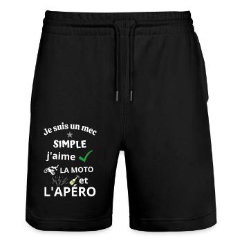 moto et apéro - cadeau - Short de jogging bio TRAINER Stanley/Stella unisexe - noir - Devant - Nik (191cm) & Marisol (170cm)