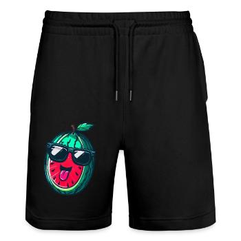 Pastèque avec lunettes de soleil - Cool Kawaii Desi - Short de jogging bio TRAINER Stanley/Stella unisexe - noir - Devant - Nik (191cm) & Marisol (170cm)