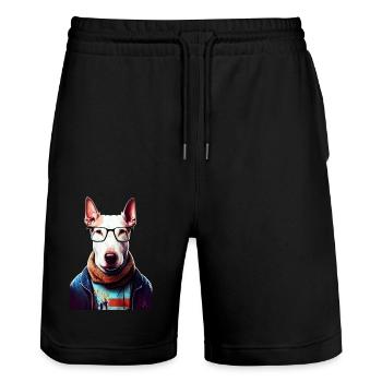 Hipster Dog Bull Terrier #Bullterrier - Short de jogging bio TRAINER Stanley/Stella unisexe - noir - Devant - Nik (191cm) & Marisol (170cm)