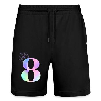 Regenbogen zum 8-jährigen Jubiläum - Stanley/Stella Unisex Bio Joggingshorts Trainer  - Schwarz - Vorne - Nik (191cm) & Marisol (170cm)