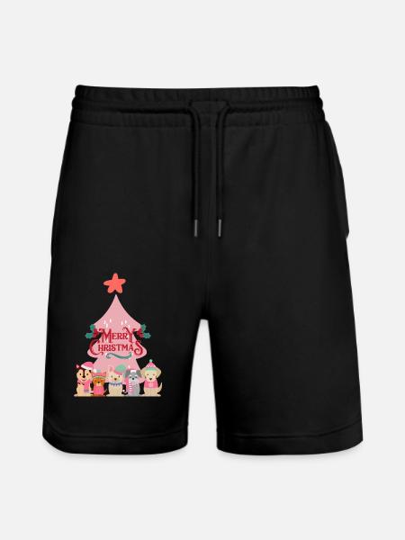 Pink Doggy Christmas - Stanley/Stella Trainer Unisex Organic Jogging Shorts - black