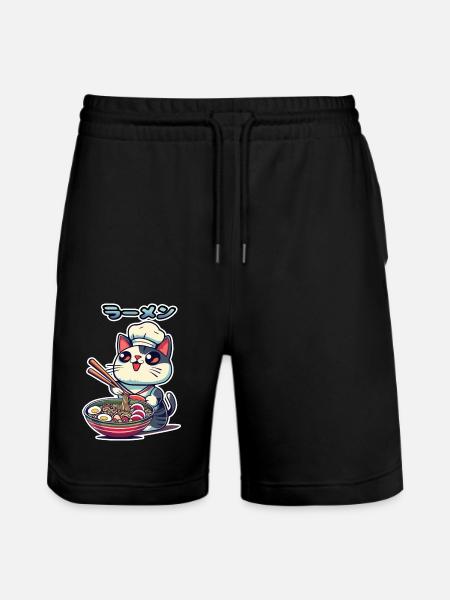 Fun Ramen Cat - Stanley/Stella Trainer Unisex Organic Jogging Shorts - black