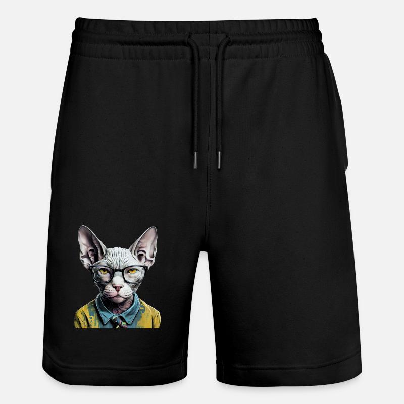 Hipster-Katze Ziggy - Stanley/Stella Unisex Bio Joggingshorts Trainer  - Schwarz