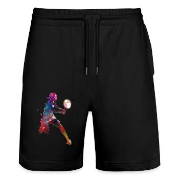 Tennisspieler Sport Kunst #tennis #sport - Stanley/Stella Unisex Bio Joggingshorts Trainer  - Schwarz - Vorne - Nik (191cm) & Marisol (170cm)