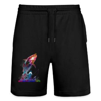 Pêche sportive #fishing - Short de jogging bio TRAINER Stanley/Stella unisexe - noir - Devant - Nik (191cm) & Marisol (170cm)