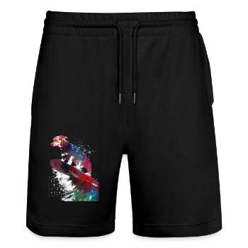 Chien de surf #surfer #sport #dog - Short de jogging bio TRAINER Stanley/Stella unisexe - noir - Devant - Nik (191cm) & Marisol (170cm)