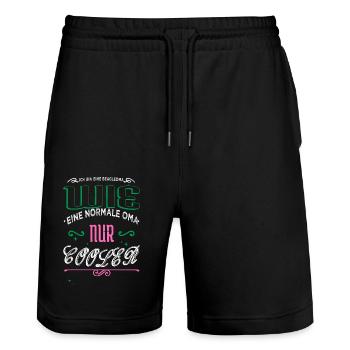 bullterrier geburtstagsgeschenk dogge spruch - Stanley/Stella Unisex Bio Joggingshorts Trainer  - Schwarz - Vorne - Nik (191cm) & Marisol (170cm)