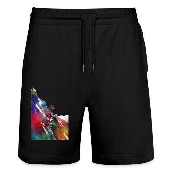 Mountaineer sport art #sport - Stanley/Stella Trainer Unisex Organic Jogging Shorts - black - Front - Nik (191cm) & Marisol (170cm)