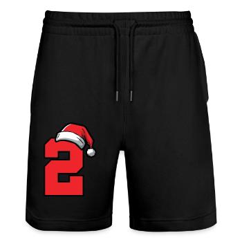 2 Number Christmas - Stanley/Stella Trainer Unisex Organic Jogging Shorts - black - Front - Nik (191cm) & Marisol (170cm)