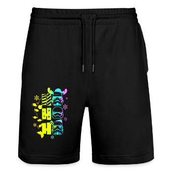 Weihnachten Weihnachtsmann Weihnachtsmann ungezogene Feiertage Winter - Stanley/Stella Unisex Bio Joggingshorts Trainer  - Schwarz - Vorne - Nik (191cm) & Marisol (170cm)