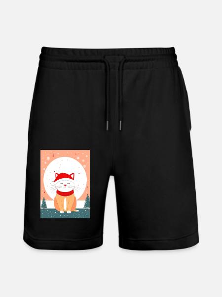 Chat mignon Noël - Short de jogging bio TRAINER Stanley/Stella unisexe - noir