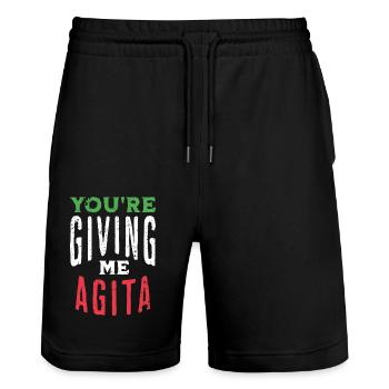 Argot italien Tu me donnes de l’agita - Short de jogging bio TRAINER Stanley/Stella unisexe - noir - Devant - Nik (191cm) & Marisol (170cm)