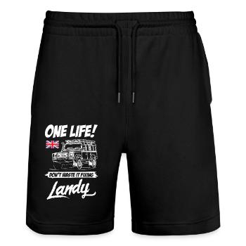 Dont Waste It Fixing Landy - Stanley/Stella Unisex Bio Joggingshorts Trainer  - Schwarz - Vorne - Nik (191cm) & Marisol (170cm)