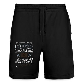 lustig trinken geburtstag weihnachtsgeschenk - Stanley/Stella Unisex Bio Joggingshorts Trainer  - Schwarz - Vorne - Nik (191cm) & Marisol (170cm)
