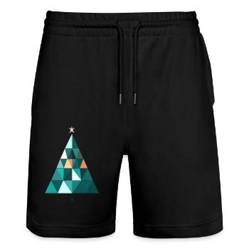 Polygon Weihnachtsbaum Tannenbaum an Weihnachten - Stanley/Stella Unisex Bio Joggingshorts Trainer  - Schwarz - Vorne - Nik (191cm) & Marisol (170cm)