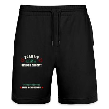 Schlafende Beamtin - Stanley/Stella Unisex Bio Joggingshorts Trainer  - Schwarz - Vorne - Nik (191cm) & Marisol (170cm)