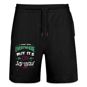 typography gift idea attitude hike art joke - Stanley/Stella Unisex Bio Joggingshorts Trainer  - Schwarz - Vorne - Nik (191cm) & Marisol (170cm)
