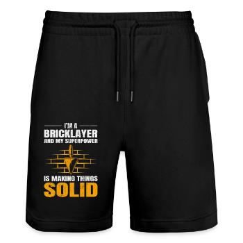 Maurer Maurer Maurer Maurer Wandbauer - Stanley/Stella Unisex Bio Joggingshorts Trainer  - Schwarz - Vorne - Nik (191cm) & Marisol (170cm)