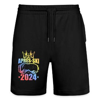 Apres Ski 2024 Berge Spruch Bunt - Stanley/Stella Unisex Bio Joggingshorts Trainer  - Schwarz - Vorne - Nik (191cm) & Marisol (170cm)
