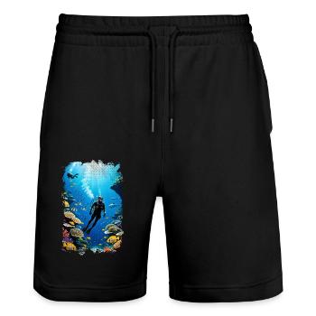plongée sous marine - Short de jogging bio TRAINER Stanley/Stella unisexe - noir - Devant - Nik (191cm) & Marisol (170cm)