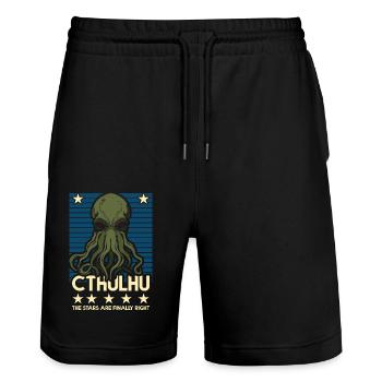 Cthulhu! Die Sterne haben endlich recht! - Stanley/Stella Unisex Bio Joggingshorts Trainer  - Schwarz - Vorne - Nik (191cm) & Marisol (170cm)