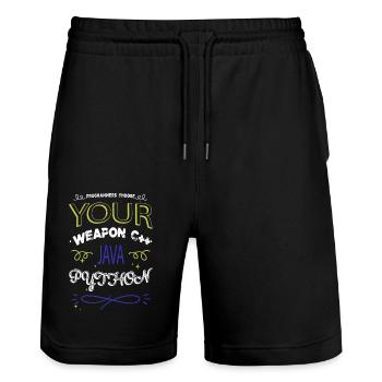 c sharp programming gift present doctor - Stanley/Stella Unisex Bio Joggingshorts Trainer  - Schwarz - Vorne - Nik (191cm) & Marisol (170cm)