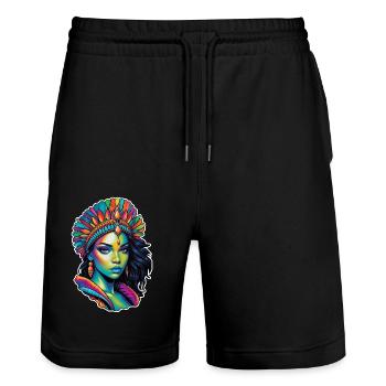 femme afro - beauté - Short de jogging bio TRAINER Stanley/Stella unisexe - noir - Devant - Nik (191cm) & Marisol (170cm)