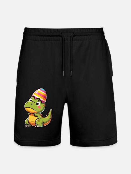 Easter T-Rex in Eggshell, Clumsy - Stanley/Stella Trainer Unisex Organic Jogging Shorts - black