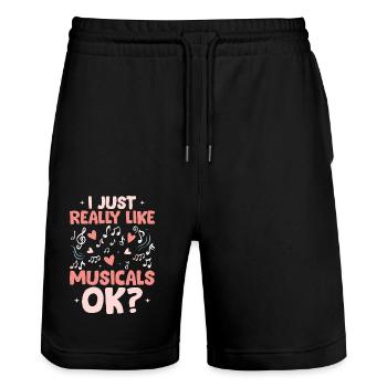 I Just Really Like Muiscals OK? Theater Singing - Stanley/Stella Trainer Unisex Organic Jogging Shorts - black - Front - Nik (191cm) & Marisol (170cm)