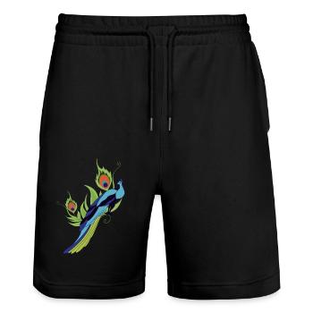 Pfau - Stanley/Stella Unisex Bio Joggingshorts Trainer  - Schwarz - Vorne - Nik (191cm) & Marisol (170cm)