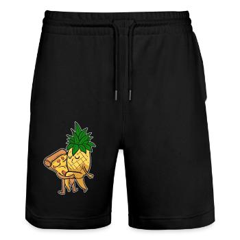 Pineapple Pizza Hawaii - Stanley/Stella Trainer Unisex Organic Jogging Shorts - black - Front - Nik (191cm) & Marisol (170cm)