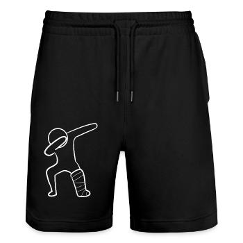 Broken leg - Stanley/Stella Trainer Unisex Organic Jogging Shorts - black - Front - Nik (191cm) & Marisol (170cm)