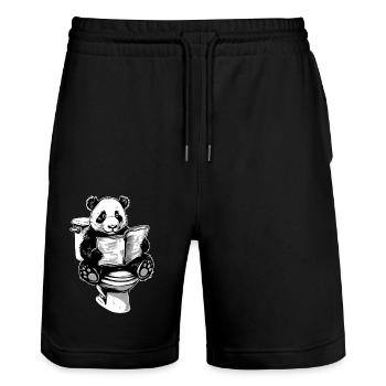 Panda sur les toilettes II - Short de jogging bio TRAINER Stanley/Stella unisexe - noir - Devant - Nik (191cm) & Marisol (170cm)