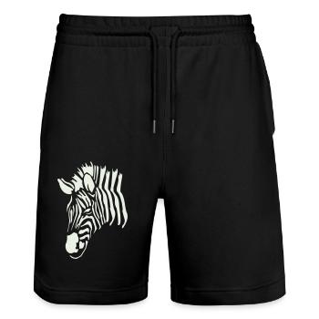 zebra 1 - Stanley/Stella Unisex Bio Joggingshorts Trainer  - Schwarz - Vorne - Nik (191cm) & Marisol (170cm)