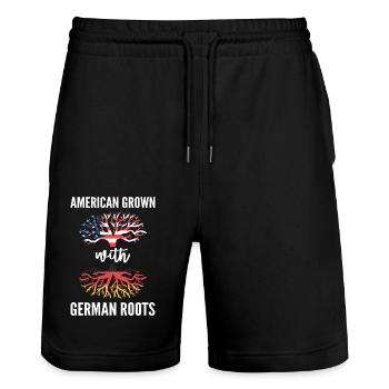 Deutschland - Stanley/Stella Unisex Bio Joggingshorts Trainer  - Schwarz - Vorne - Nik (191cm) & Marisol (170cm)