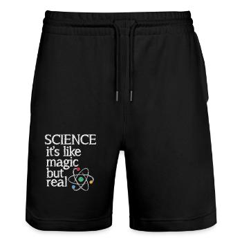 SCIENCE: It's Like Magic, But Real - Stanley/Stella Trainer Unisex Organic Jogging Shorts - black - Front - Nik (191cm) & Marisol (170cm)
