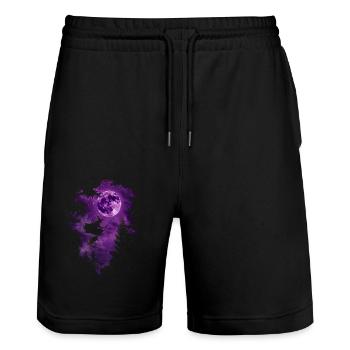 Witch Broom Halloween Purple Moon - Stanley/Stella Trainer Unisex Organic Jogging Shorts - black - Front - Nik (191cm) & Marisol (170cm)