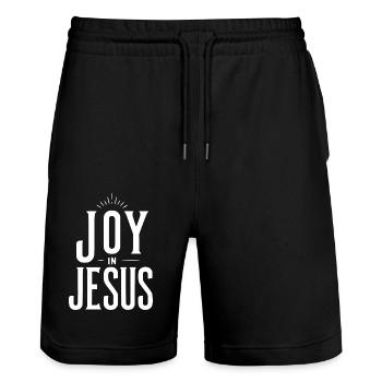 La joie en Jésus - Short de jogging bio TRAINER Stanley/Stella unisexe - noir - Devant - Nik (191cm) & Marisol (170cm)