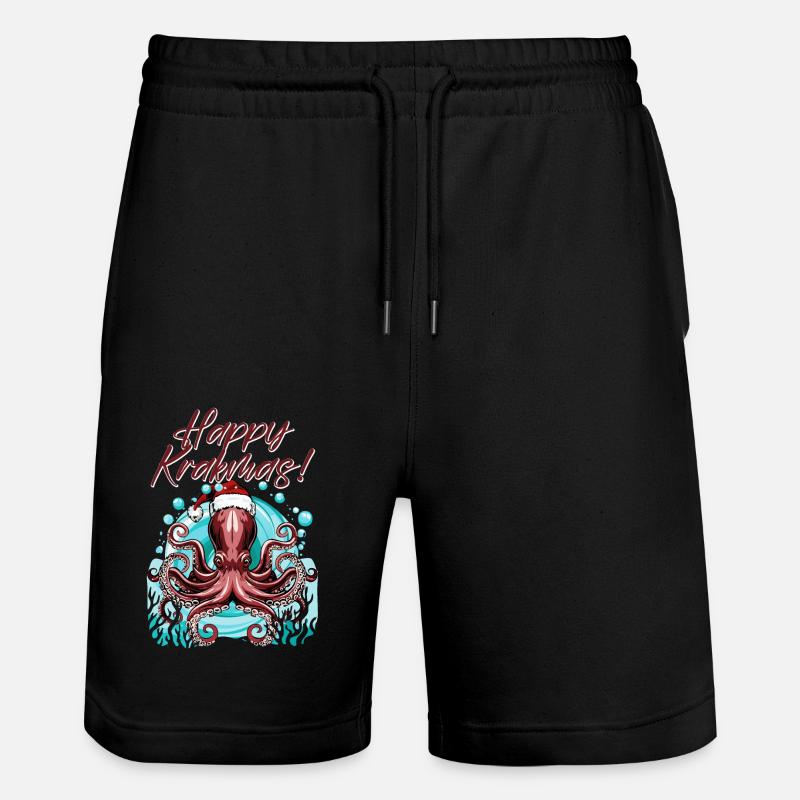 Frohe Krakmas! (Weihnachts-Oktopus) - Stanley/Stella Unisex Bio Joggingshorts Trainer  - Schwarz
