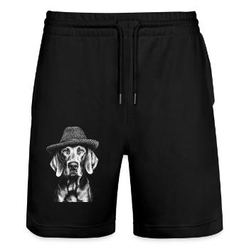 Weimaraner Hut Hunde Hund Jagdhunde - Stanley/Stella Unisex Bio Joggingshorts Trainer  - Schwarz - Vorne - Nik (191cm) & Marisol (170cm)