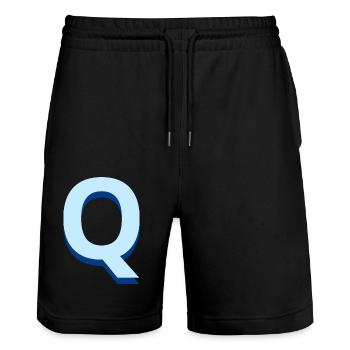 Letter q blue pop and modern - Stanley/Stella Trainer Unisex Organic Jogging Shorts - black - Front - Nik (191cm) & Marisol (170cm)