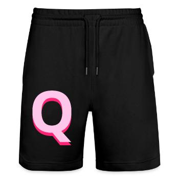 Lettre q rose pop et moderne - Short de jogging bio TRAINER Stanley/Stella unisexe - noir - Devant - Nik (191cm) & Marisol (170cm)
