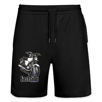 S51 (weiß) // Illustration - Stanley/Stella Unisex Bio Joggingshorts Trainer  - Schwarz - Vorne - Nik (191cm) & Marisol (170cm)