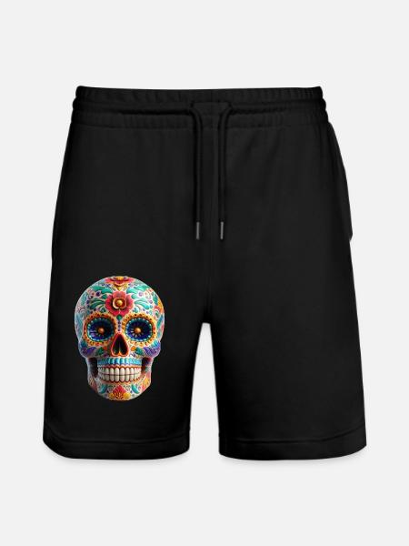 Sugar Skull - Stanley/Stella Trainer Unisex Organic Jogging Shorts - black